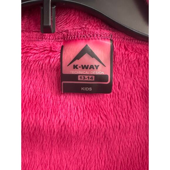 K-Way Kids Pink Drawstring Hoodie Winter Jacket Ocelot Softshell Size 13/14 - Picture 4 of 9